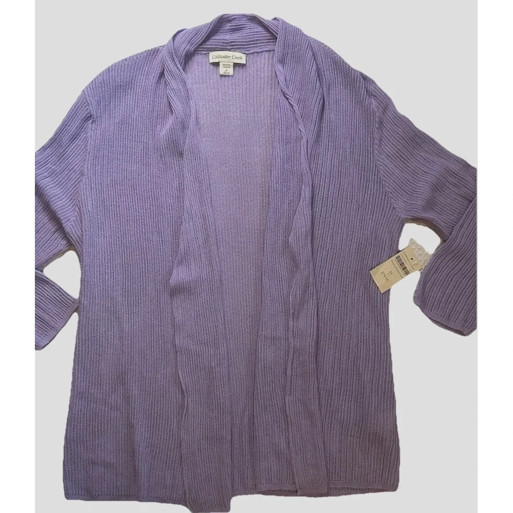Coldwater Creek NEW Open Front Cardi Purple Women's Medium 10/12 Spring Easter